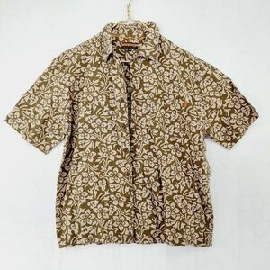 Oobe Outdoor Clothing Co. Army Green Cream Floral Short Sleeve Cotton Shirt P296